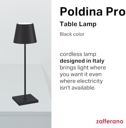 Zafferano, Poldina Pro, Rechargeable Cordless Lamp, Black