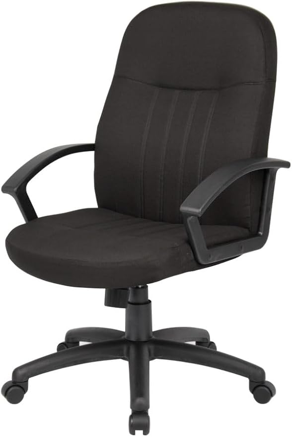 Boss Office Products Mid Back Fabric Managers Chair in Black, Black/Black (B8306-BK)
