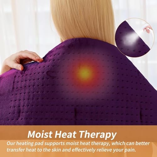 SAROO Massaging Weighted Heating Pad for Back Pain Relief,20"*24",Purple