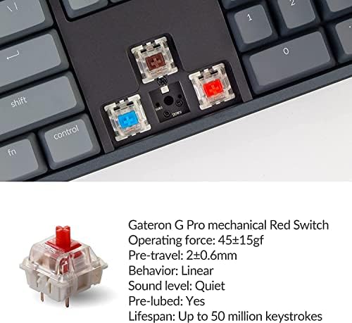 Keychron K10 RGB Full Size Layout Hot-Swappable Mechanical Keyboard for Mac Windows, Multitasking 104-Key Bluetooth Wireless/USB Wired Gaming Keyboard with Keychron Super Red Switch Aluminum Frame
