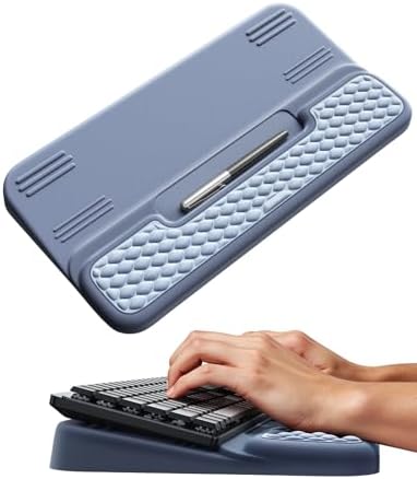 Vaydeer Wrist Rest with Keyboard Stand, Computer Wrist Support Pad, Ergonomic Keyboard Riser Holder Lift Tray with Wrist Pad, Soft Memory Foam Desk Cushion, Palm Hand Typing for Office Home Gift-Blue