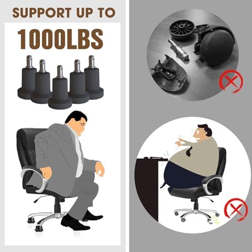 Bell Glides Replacement Office Chair or Stool Swivel Caster Wheels to Fixed Stationary Castors (Bell Glides Short) (10)