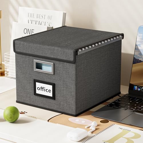 File Organizer Box with Lids, Collapsible File Folder Organizer