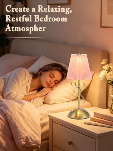 Bow Table Lamps,Cordless Rechargeable LED Table Lamps for Living Room
