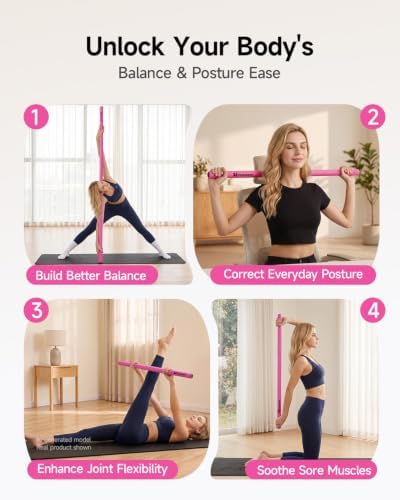 Yoga Stick, 60" Adjustable Stretching Stick for Mobility & Balance