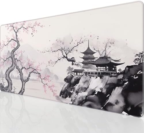 KTRIO Large Gaming Mouse Pad, Desk Mat, 31.5 x 15.7 in, Zen Sakura, XXL