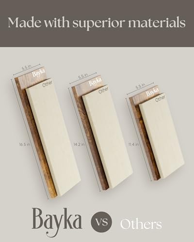 BAYKA Wall Mounted Floating Shelves (Rustic Brown, Set of 3, 16" Mixed)