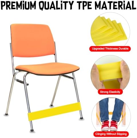 PLULON 15 Pack Chair Bands for Kids with Fidgety Feet Fidget Bands for Classroom Chairs for Students Chairs Desks with Sensory ADHD ADD Autism - Yellow
