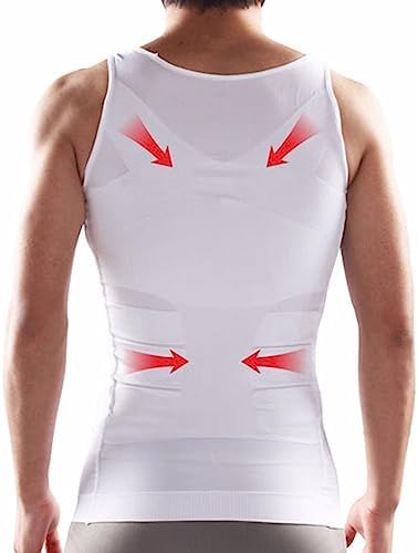 Frogwill Mens Posture Correction/Support/Pain Relief Slimming Body Vest Shirt (XL, White-new)