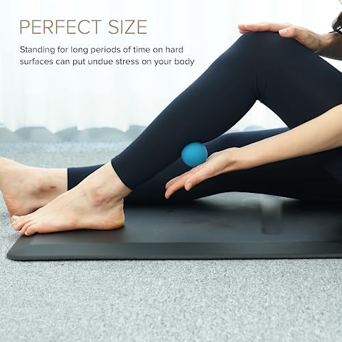 POUT F1 Anti-Fatigue Standing Desk Mat with Rolling Massage Ball - for Office, Kitchen, Garage and Laundry - 20" x 39" Size 3/4" Thick - Durable Stain Resistant - Non-Slip Bottom -
