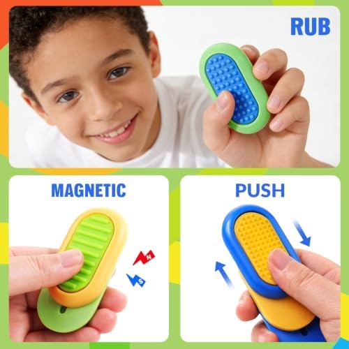 SMALL FISH Fidget Toys Adults Stress Relief: 3 Pack Silicone Magnetic Toys - Sensory Toys for Autism Teens Calming - ADHD Tools Desk Fidgets for Office - Travel Toys for Car Airplane Road Trips