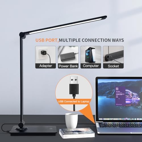 LUJOLUMIN Foldable LED Desk Lamp, 700LM Eye-Caring Light with USB Cable