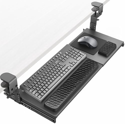 VIVO Black Clamp-on 23” to 30” x 11" Adjustable Keyboard Tray, Mount-KBST1