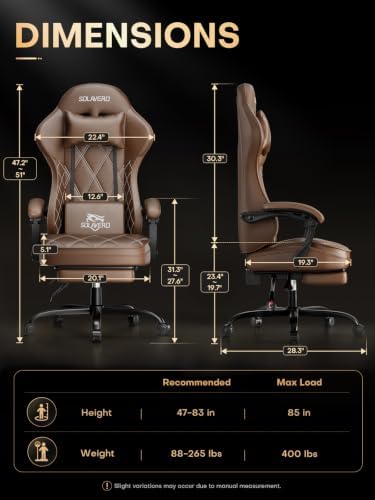 HLDIRECT Gaming Chair with Massager Lumbar Support, 400LBS Weight Capacity