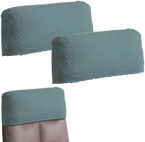 Stretch Office Chair Headrest Cover Jacquard Headrest Slipcover for Office Chairs Non Slip Head Rest Chair Furniture Protector for High Back Computer Chairs Set of 2 Tea Green