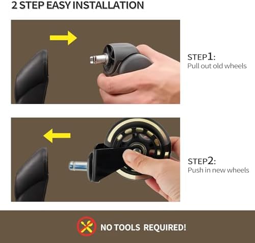 Office Chair Wheels,3 Inch Rubber Caster Wheels Replacement