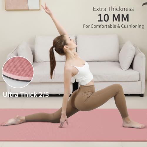 PAIDU POE Yoga Mat （10mm）Extra Thick Fitness Mat 72"x24" with Carry Strap