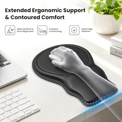 Ergonomic Mouse Pad with Wrist Rest, Extended Forearm Support
