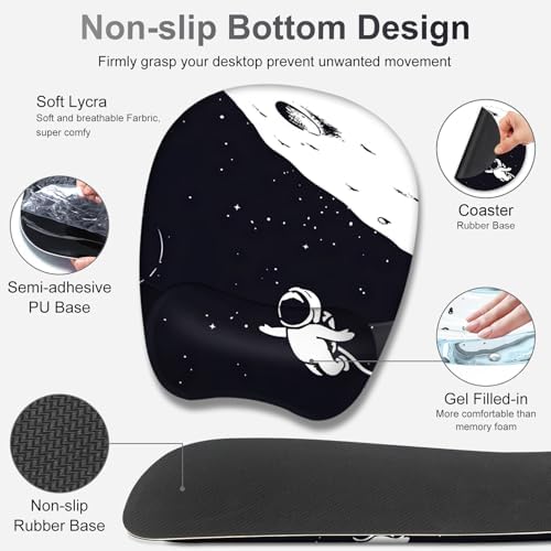 Large Mouse Pad, Keyboard Wrist Rest Set, Ergonomic, Non-slip, Washable, Wrist Support, Waterproof, 35.4 x 16 inches, Space Astronaut