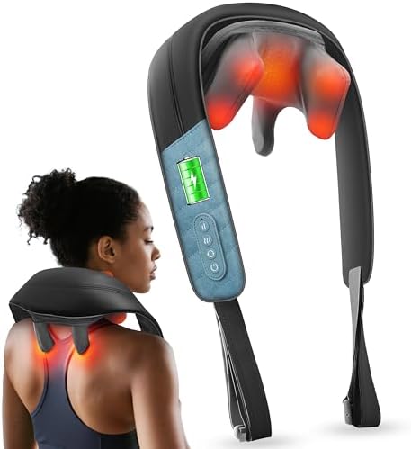 COMFIER Cordless 4D Shiatsu Neck & Shoulder Massager with Heat, Blue