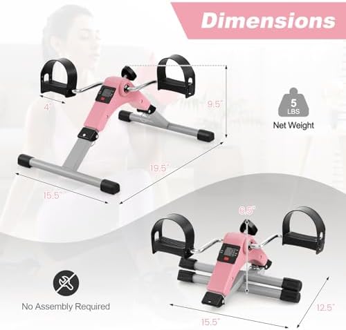 Goplus Mini Exercise Bike, Folding Under Desk Bike Pedal Exerciser with LCD Display, Adjustable Resistance, Portable Lightweight Foot Peddler Machine for Seniors Arms Legs Workout Office Home Fitness