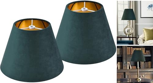 GO&SO Small Mini Green Velvet Lamp Shades Set of 2,5"×9"×6.4" Bell Shade