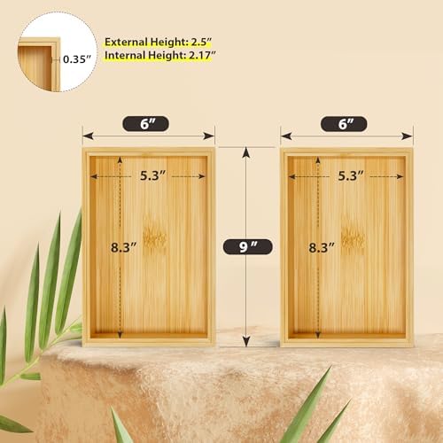 Bamboo Kitchen Drawer Organizer, Deep 2-Pack, 9" x 6" x 2.5"