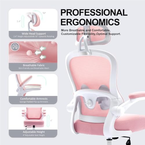 10 Pack Ergonomic Office Chair,Ultra Thick Spring Cushion Desk Chair,Pink