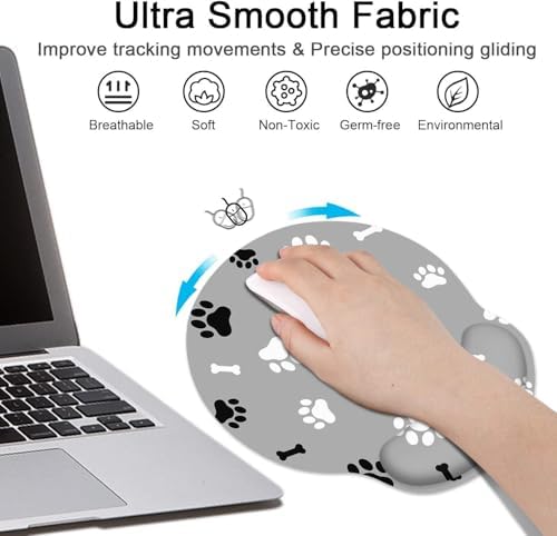 Britimes Ergonomic Mouse Pad with Wrist Support, Paw Print