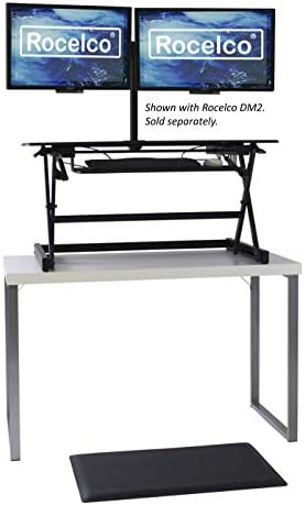 Rocelco 40" Large Height Adjustable Standing Desk Converter with Anti Fatigue Mat BUNDLE - Tall Quick Sit Stand Up Computer Workstation Riser - Retractable Keyboard Tray - Black (R DADRB-40-MAFM)