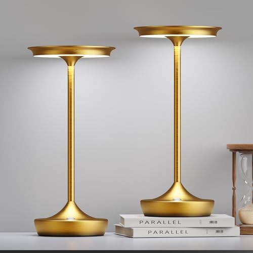 LED Rechargeable Cordless Outdoor 6000mAh Battery Table Lamp 2-Pack Gold