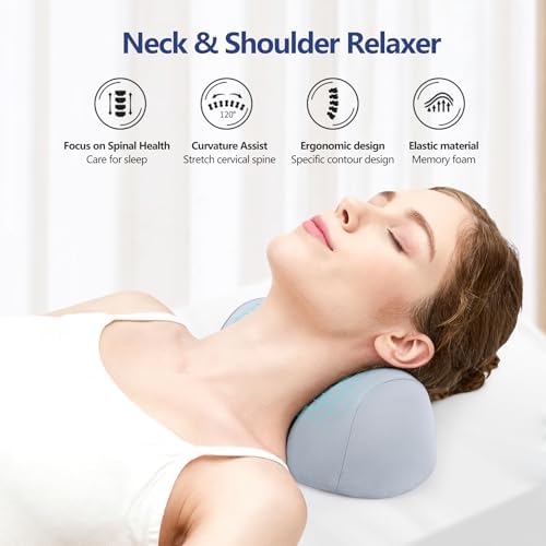 ComfortLife Small Neck Stretcher Pillow for Pain Relief, Medium Soft Cervical Traction Device Neck Mild Support Pillow Foam Cervical Neck Pillow for Tension Muscle Relax Relief (Grey)