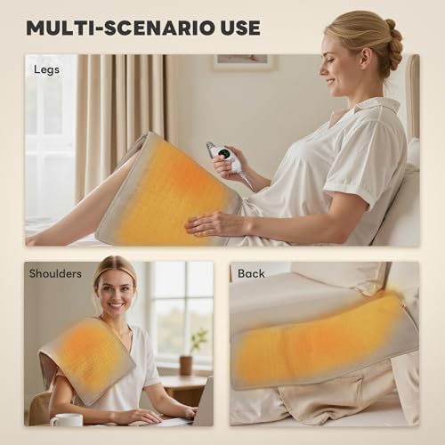 Heating Pad 12''X24'' for Back Neck Shoulder Pain Relief,Taupe