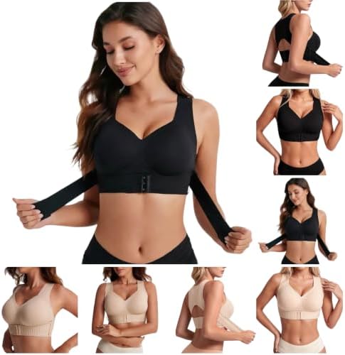 Posture Support Bras For Older Women Front Closure Crossback Wireless Bra Seamless Full Coverage Push Up Bralettes