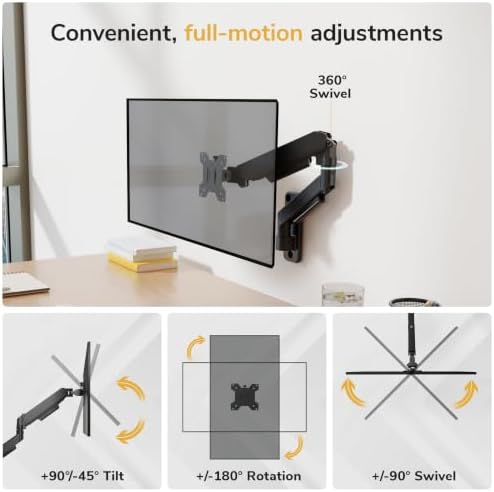 Mount-It! Monitor Wall Mount with Gas Spring Arm