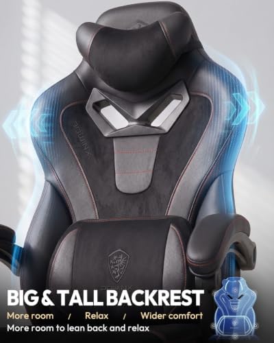 Dowinx Big and Tall Gaming Chair for Adults with Footrest, Massage Lumbar