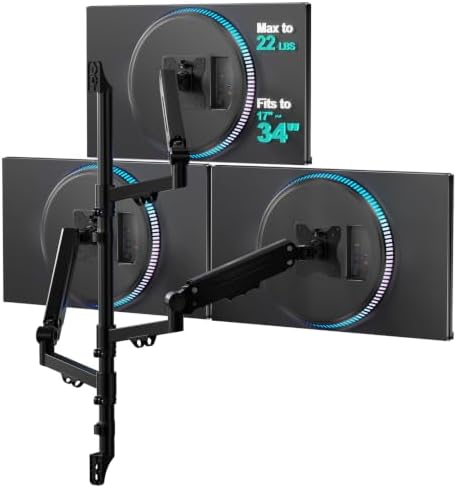 WALI Triple Monitor Wall Mount for 17-34 inch Screens, 22lbs per Arm, Black
