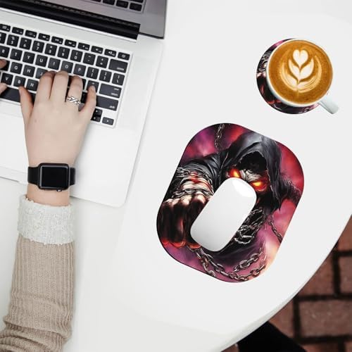 Small Mouse Pad，Mini Mouse Pad 6 x 7 Inch，for Laptop Keyboard Tray Wireless Mouse Home Office Travel，with Non-Slip Rubber Base, Waterproof Mouse Mat，Funny Skull Skeleton