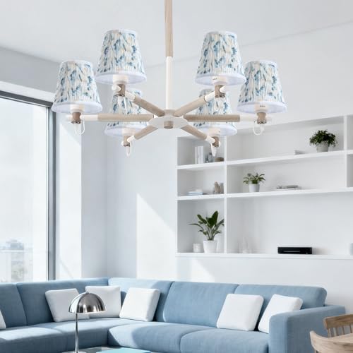 Fuloon Chandelier Lamp Shades, Clip on Small Sconce Lamp Shades, Suit for Candelabra Bulbs in Modern/European/French Country/Farmhouse Decoration, 3.5x4.3x4.9 in(6 Pack, Chiffon Watercolor Painting)