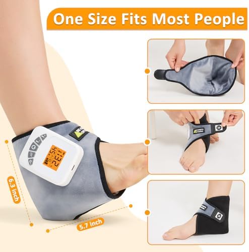 AOKESTE Cordless Ankle Heating Pad with Vibration Massage,Upgraded 5000mAh Rechargeable Heated Foot Massager for Pain Relief, Arthritis, Achilles Tendonitis & Plantar Fasciitis((Low Noise)