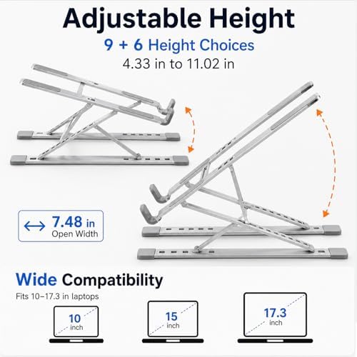 Adjustable Foldable Portable Laptop Stand for Desk Silver