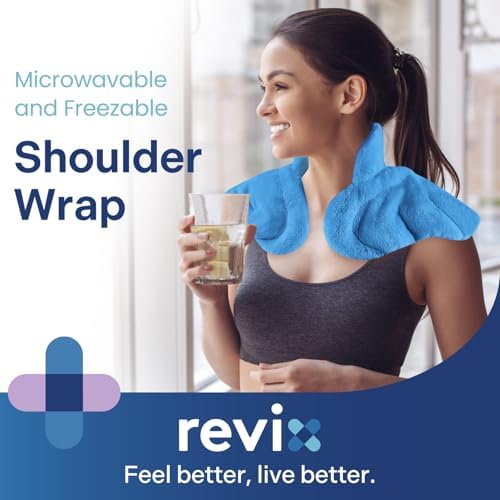 REVIX Microwavable Heating Pad for Neck Shoulder & Back, Moist Heat, Blue