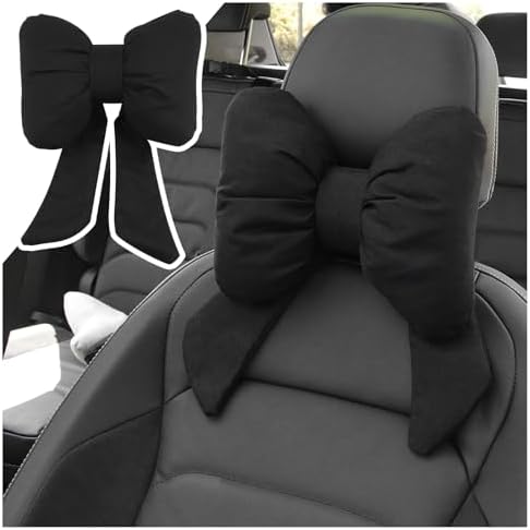 Cute Bow Car Headrest Pillow,Comfortable & Skin-Friendly Car Neck Pillow