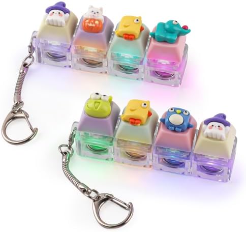 2 Pcs Resin Animals Keyboard Fidget Toy, Creamy & Clicky Fidget Keychain