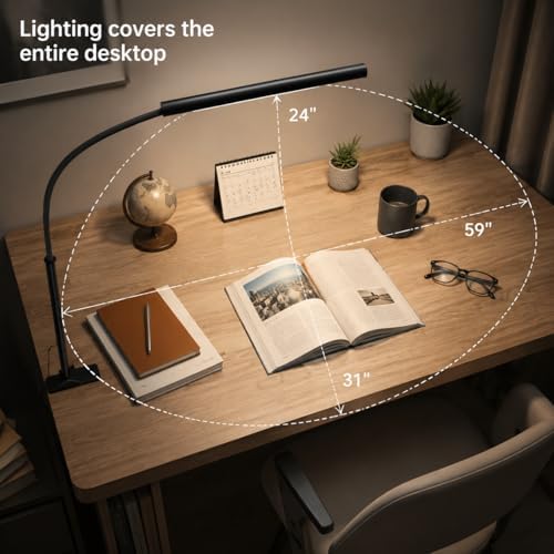 LED Desk Lamp with Clamp, 1200 Lm Eye-Caring Desk Light for Home Office,Pro