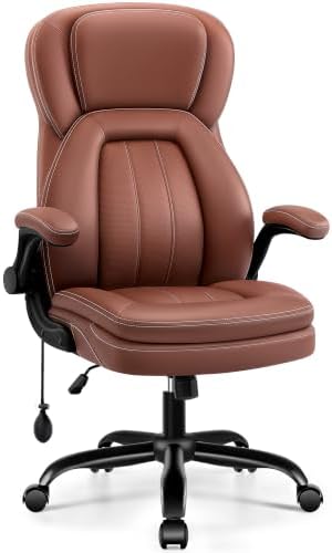Ergonomic Leather Chair, Executive High Back Office Chair, Brown