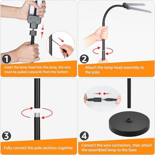 LED Floor Lamp 20W 1400LM Adjustable Neck, Bright Color Changing Light