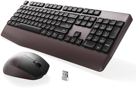 MPTOG Ergonomic Wireless Keyboard and Mouse Combo, Coffee