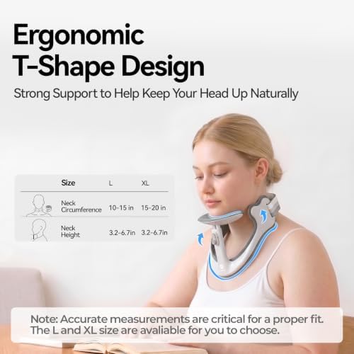 Posture Corrector for Neck & Cervical Spine Alignment - 360° Adjustable Neck Collar with 28 Levels, Memory Foam Support for Pain Relief, Tech Neck, Hump & Forward Head Posture (White, X-Large)