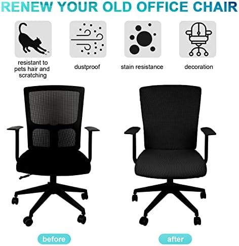 Tatuo 3 Pcs Computer Office Chair Armrest Cover, L, Waffle, Black